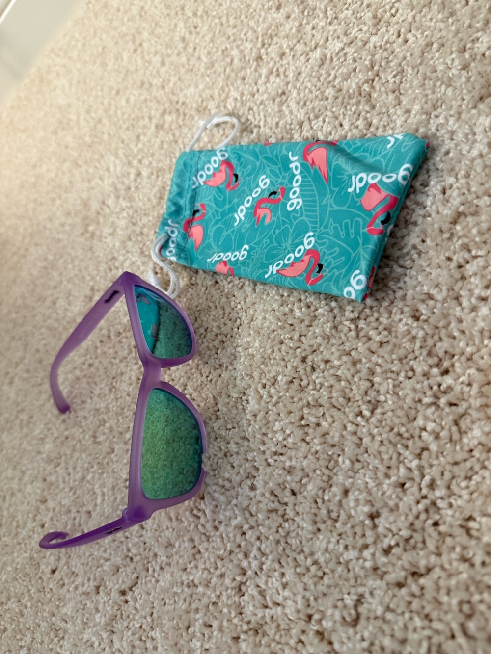 Goodr Purple Sunglasses with Teal Flamingo Pouch - Picture 3 of 4